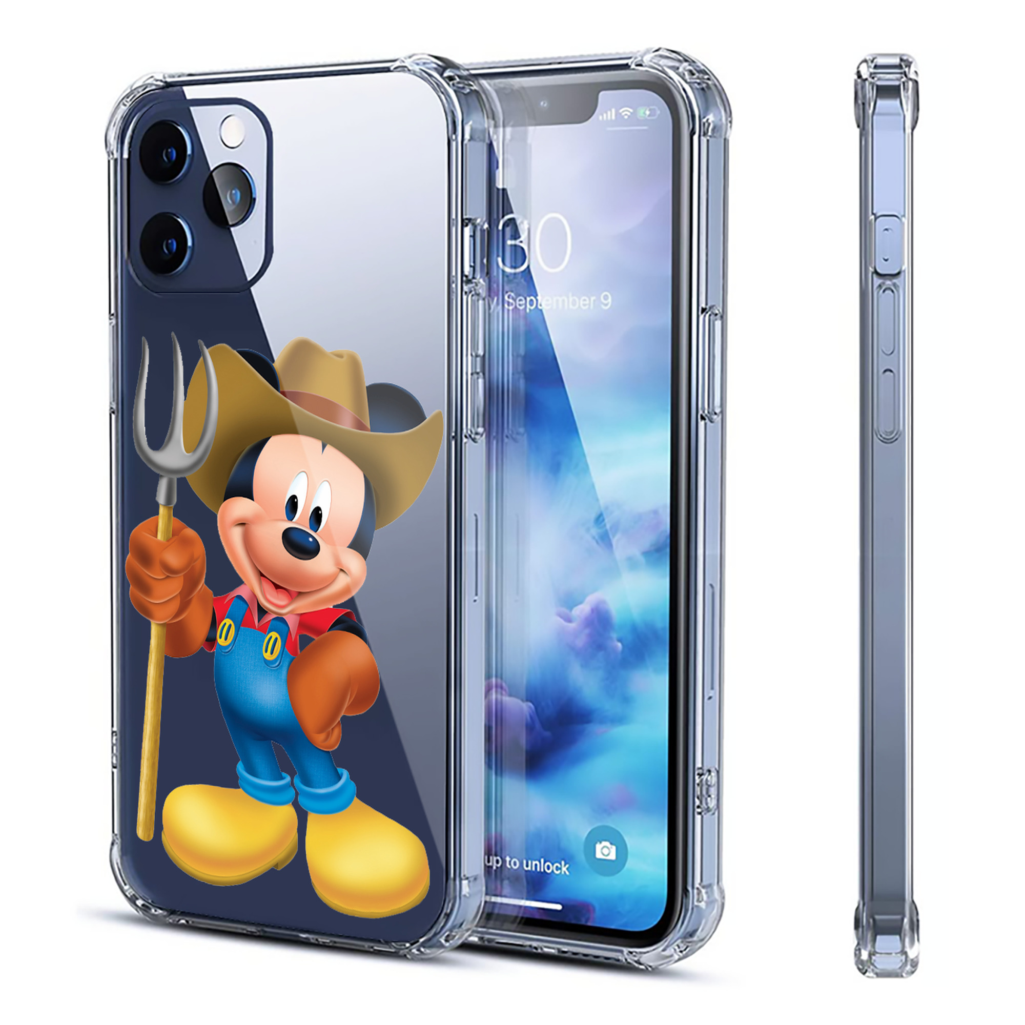 （画像用） ミッキーマウス Mickey Mouse 【iPhone 12シリーズ対応】透明スマホケース（クリアソフトケース）